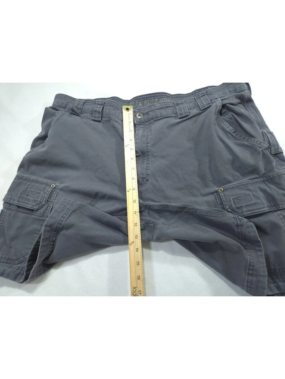 Duluth Trading Co Mens 40 Gray Flex Fire Hose Cargo Shorts Relaxed Fit Work